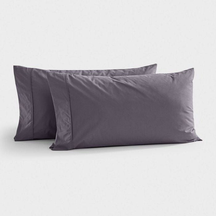 Dreamaker 300tc Cotton Percale King Pillowcase Charcoal Twin Pack