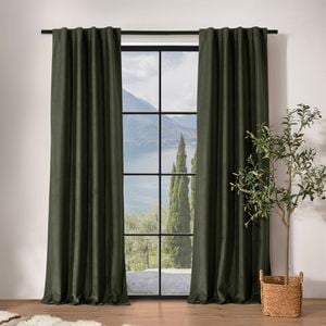 Cadence & Co. Byron Matte Velvet 100% Blockout Concealed Tab Top Curtains Twin Pack Olive 180x223cm