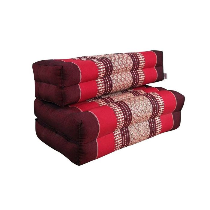 Zafu Meditation Cushion Set - 100% Kapok Fold Out Cushion - Red