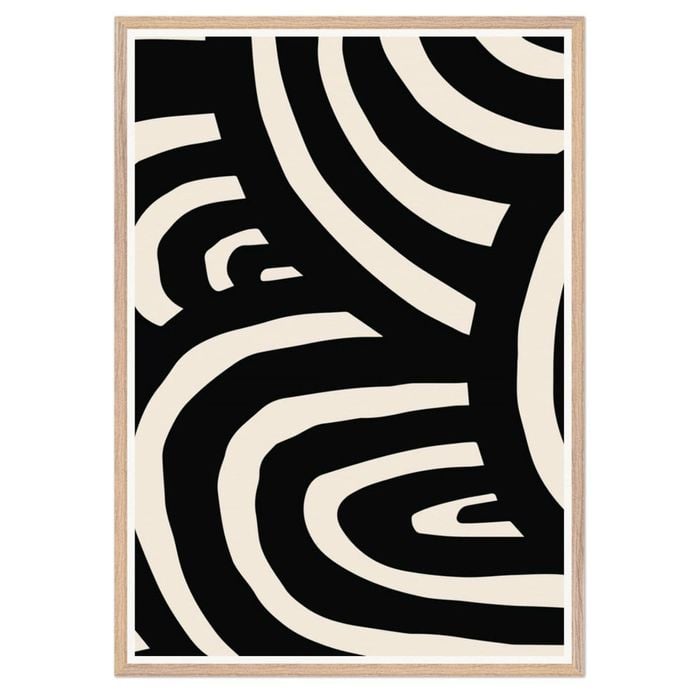 Galrie Stunning Modern Abstract Monochrome Line Art Print for Elegant Interior Home, Wood Frame, A0 84 x 119cm (33 x 47inch)