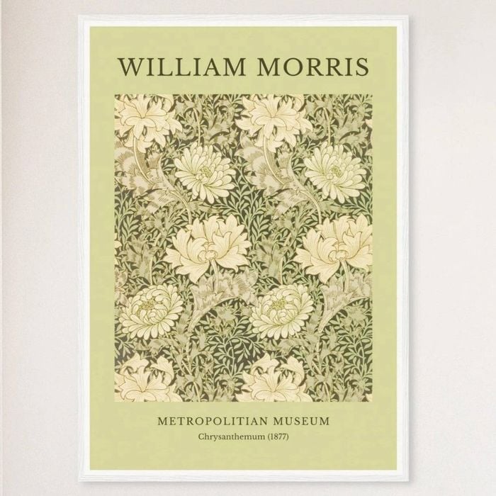 Galrie William Morris Chrysanthemum Print from the Metropolitan Museum Timeless (1877), White Frame, 50 x 70cm (20 x 28inch)