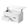 Oikiture Coffee Table Lift Up Top With 2 Drawers White