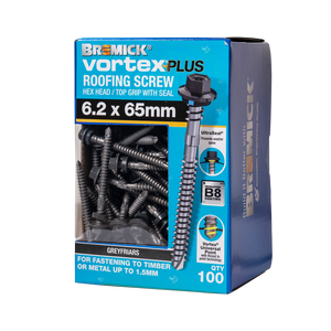 Bremick Vortex Plus Roofing Screw 6.2 x 65mm HEX B8 GF PK100