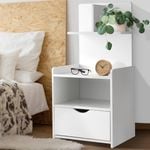 Artiss White Storage Bedside Table With Shelf