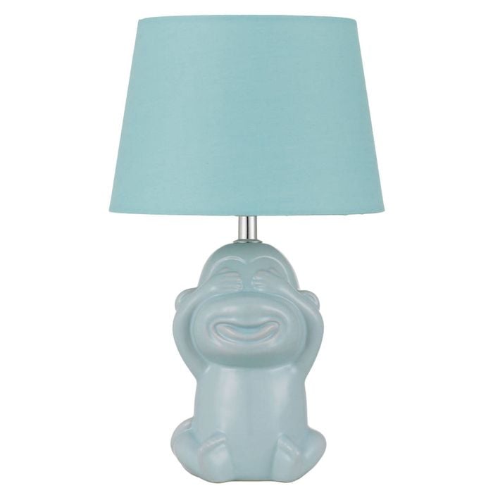 Telbix Misaru Modern Table Desk Lamp Light Fabric Ceramic Blue Gloss