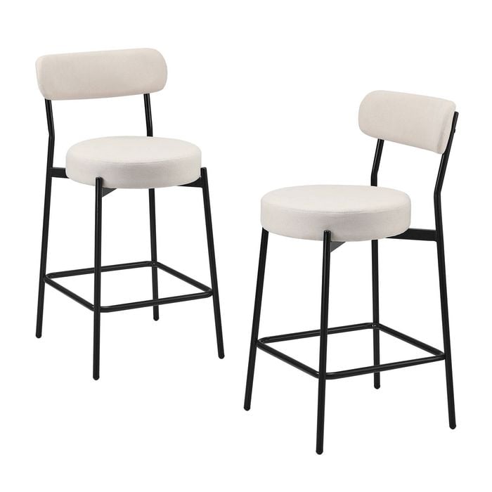 Oikiture 2X Bar Stools-Beige