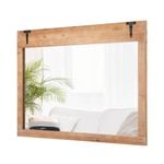 Costway Wall Mirror 100cm x 70cm Barn Door Mirror Rectangle Decorative Mirror Gold
