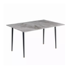 P&P Glossy Gray Rectangular Stone Dining Table With Slim Black Legs