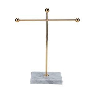 NF Living Jewellery Holder 10x23 Elegant Design Marble Metal Organizer Gold