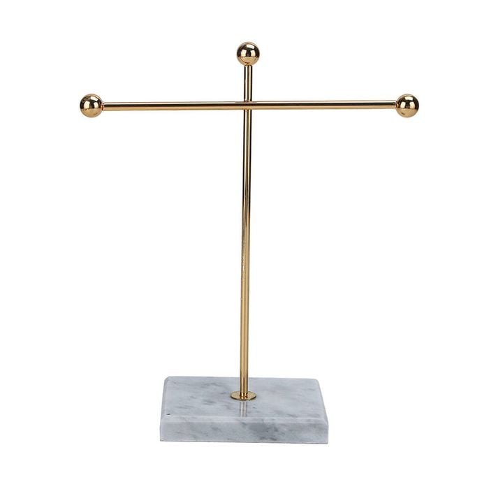 NF Living Jewellery Holder 10x23 Elegant Design Marble Metal Organizer Gold
