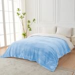 LINENOVA Flannel Fleece Blanket Comfort Soft Queen Size Bed Blanket-Blue
