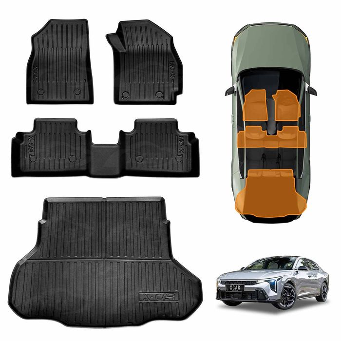 3D Floor Mats Boot Liner Set for Kia K4 Sedan 2024-Onwards  Cargo Car Trunk Luggage Tray