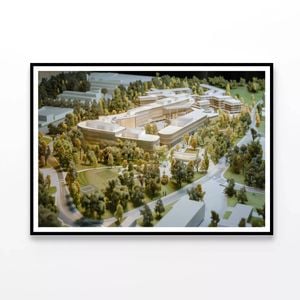 Buildings Surrounded By Trees  Print 100% Australian Made 90x60cm  (Poster)