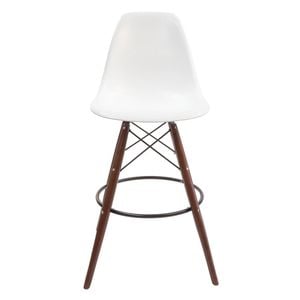 Sk Designer Living | Replica Eames Dsw Stool | Plastic & Walnut - White