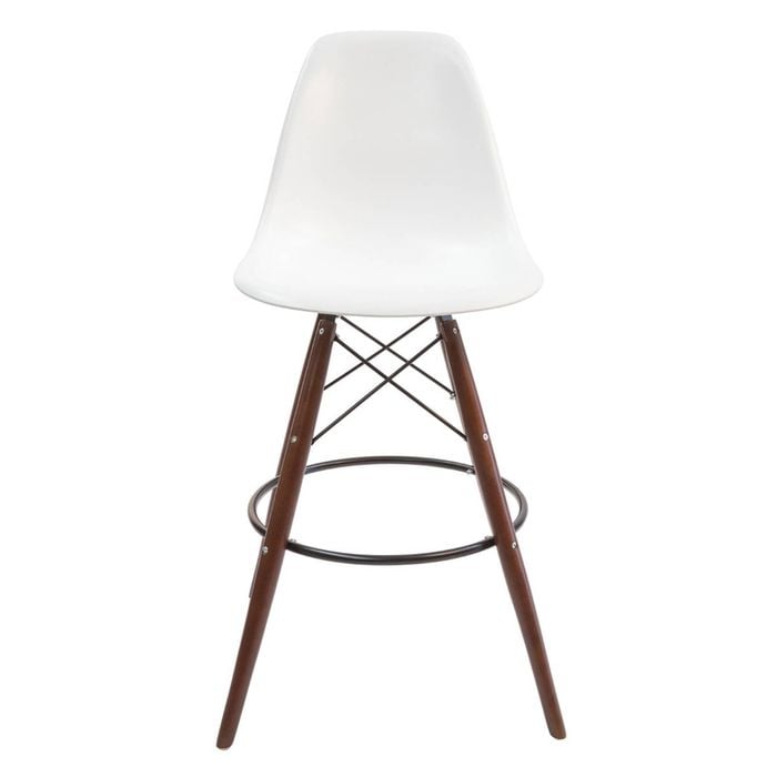 Sk Designer Living | Replica Eames Dsw Stool | Plastic & Walnut - White