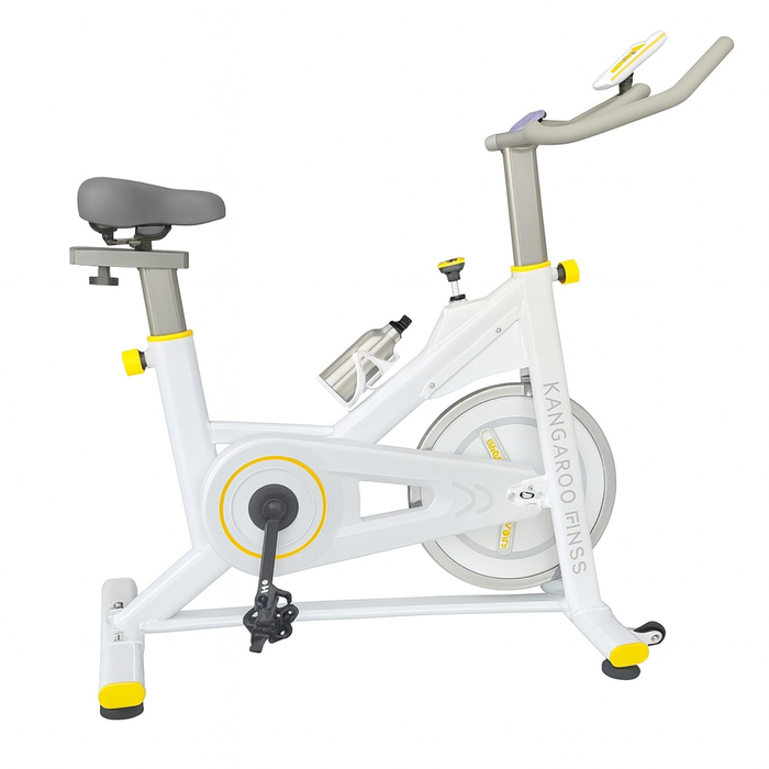 White Kangaroo Fitness Magnetic Friction Spin Bike, Commercial Grade, Supports Up to 150kg