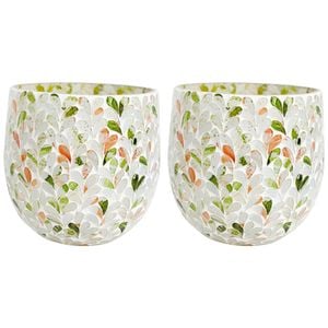 2PK LVD 14x15cm Led Glass Votive Mosaic Mixed Home Decor
