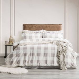 Park Avenue 175 Gsm Egyptian Cotton Flannelette Quilt Cover Set Double Buffalo Checks