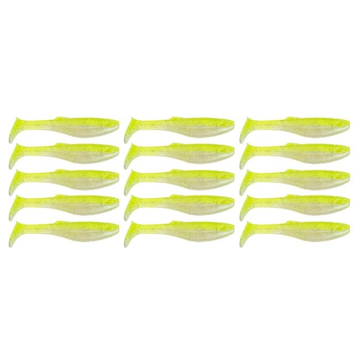 3x 5PK 4In Rapala Crush City Heavy Hitter Plastic Paddle Tail Lures -Neon Pearl