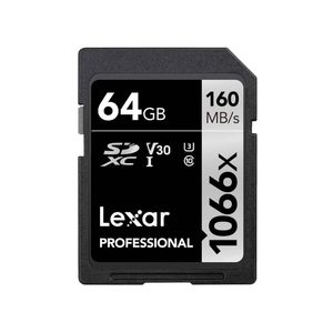 Lexar 64gb Sdxc Uhs-i 1066x Professional Sd Card - 160mb/s For Dslr & Mirrorless Cameras