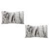 SOGA 2X 30cm Floral Gray Rabbit Fur Throw Pillows