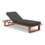 Arcadia Aluminium Sun Lounge - Teak Look Aluminium w/ Denim Grey Cushions