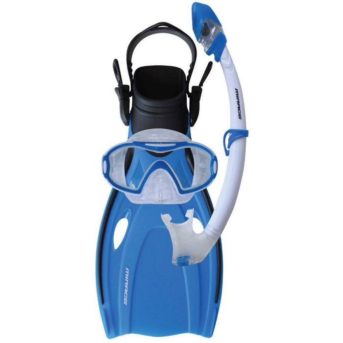 Mirage Dolphin Junior Silitex Mask Fin Snorkel Set Snorkeling Accessories Blue