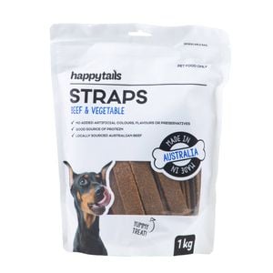 Happy Tails 1kg Beef & Vegetable Straps Dog Treats