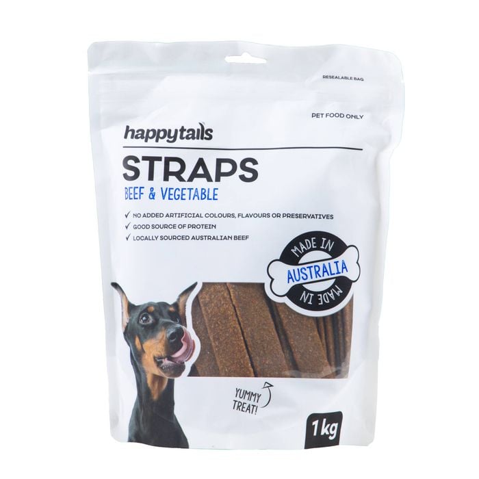 Happy Tails 1kg Beef & Vegetable Straps Dog Treats