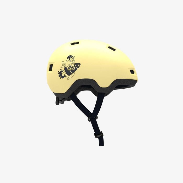 Decathlon - Btwin B100 Kids' Inline Skates Skateboard Scooter Bike Helmet-yellow - Xs/47-52cm