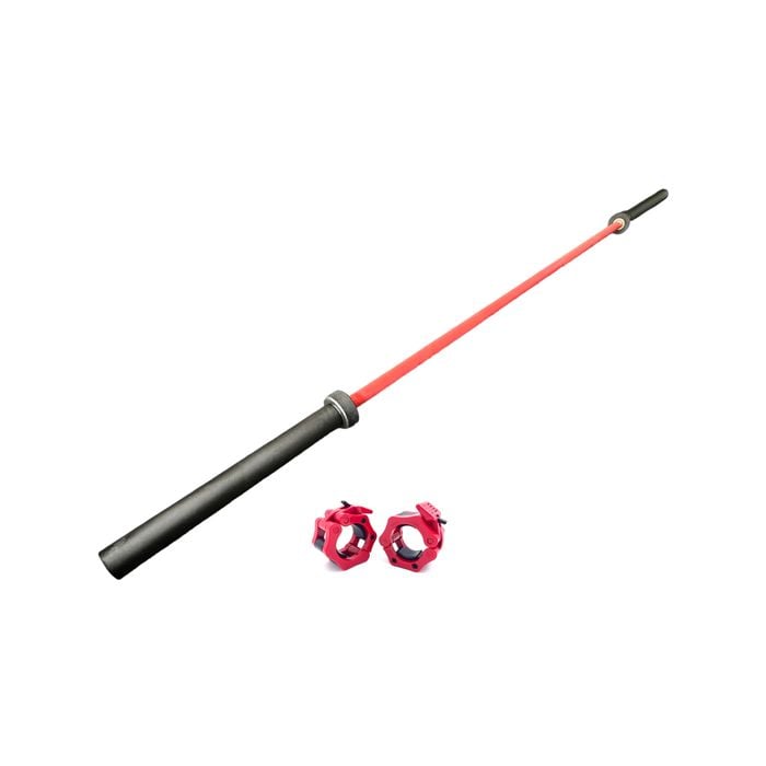 2.2m 7ft Olympic Weightlifting Bar - RED 20kg Bar 1500lb