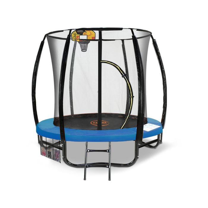 Kahuna 6ft Trampoline Free Safety Net Spring Pad  Mat Ladder Basketball Set Blue