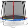 Costway 12FT Outdoor Trampoline Enclosure Net Steel Frame Round Rebounder Colorful