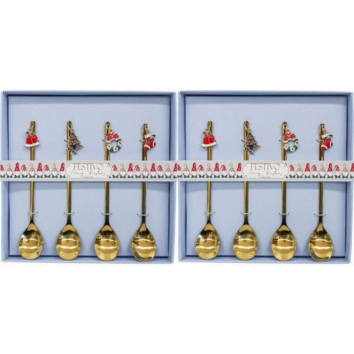 2PK LVD 17x17cm Christmas Charm Teaspoon Home/Kitchen Decor - Gold