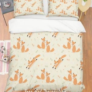 3D Orange Fox Quilt Cover Set Bedding Set Pillowcases 141