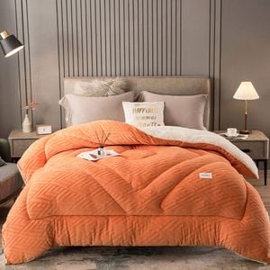 CottonMore Thick Warm Winter Reversible Milk Velvet Blanket Comforter Quilt 200x230cm Orange