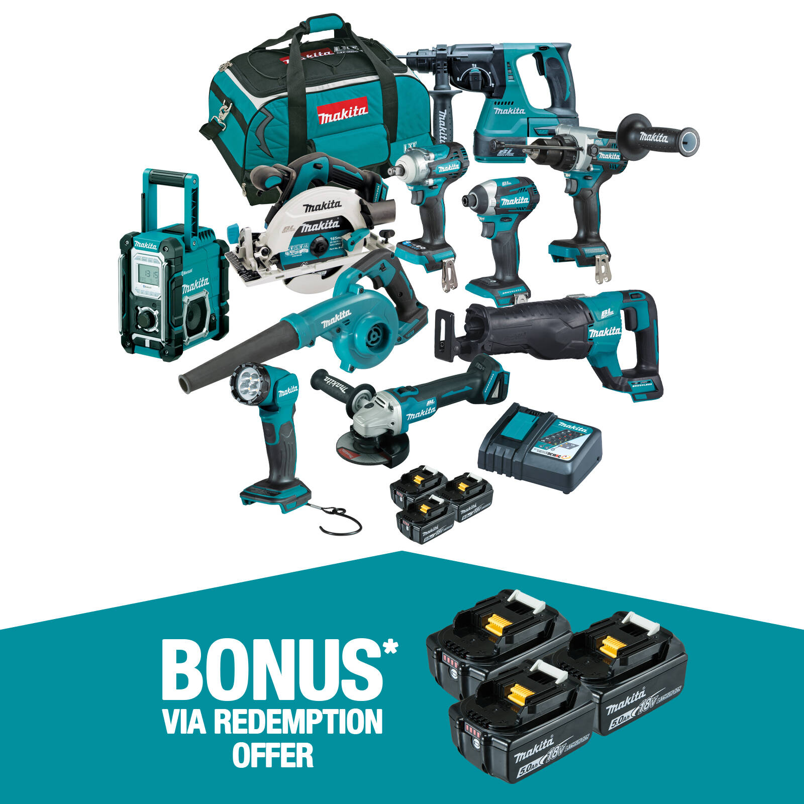 Makita Brushless 10 Piece Combo Kit DLX1042TX1 Bunnings Australia