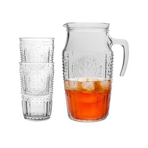 Bormioli Rocco Romantic Water / Juice Jug (1600ml) & Set of 6 Tumbler Glasses (340ml)
