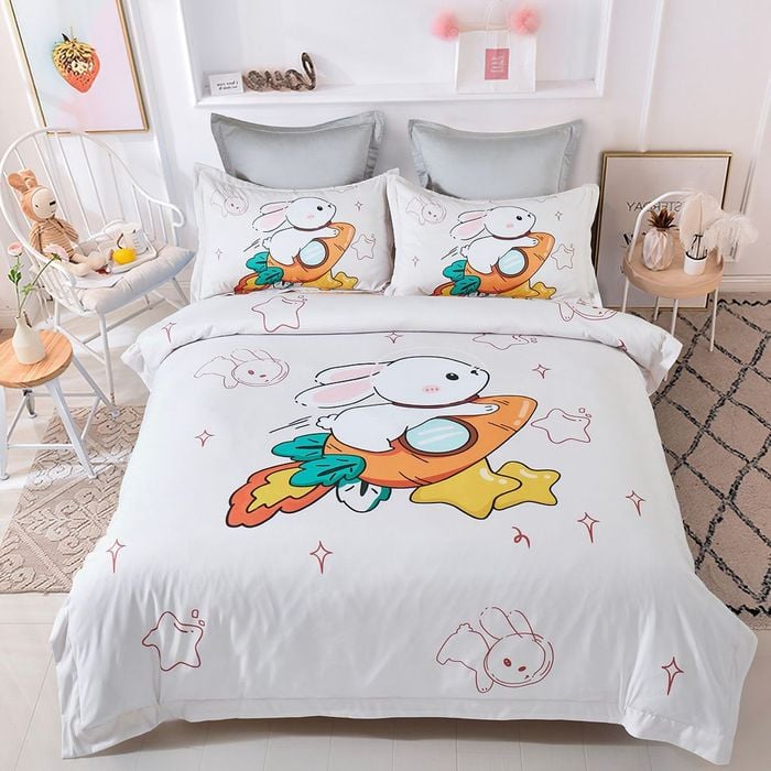 Fabric Fantastic Single Size Rabbit Kids Quilt/Doona/Duvet Cover Set