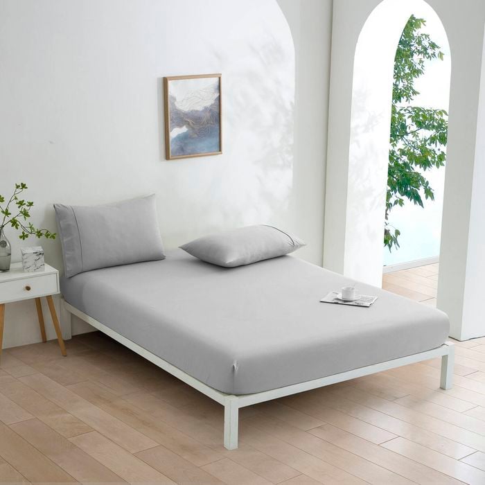 Dreamaker Micro Flannel Combo Fitted Sheet Set Silver King Single