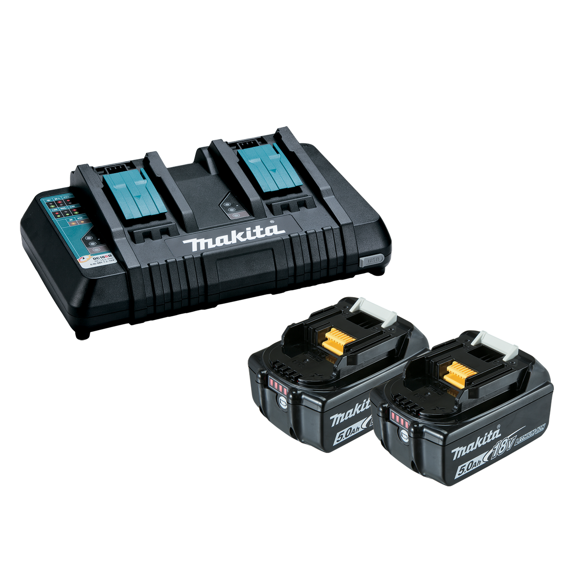 Makita Dual Port Rapid Charger With 2 x 5.0Ah Batteries Bunnings Australia