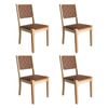 Levede 4pcs PU Leather Woven Dining Chairs Solid Wood - Brown