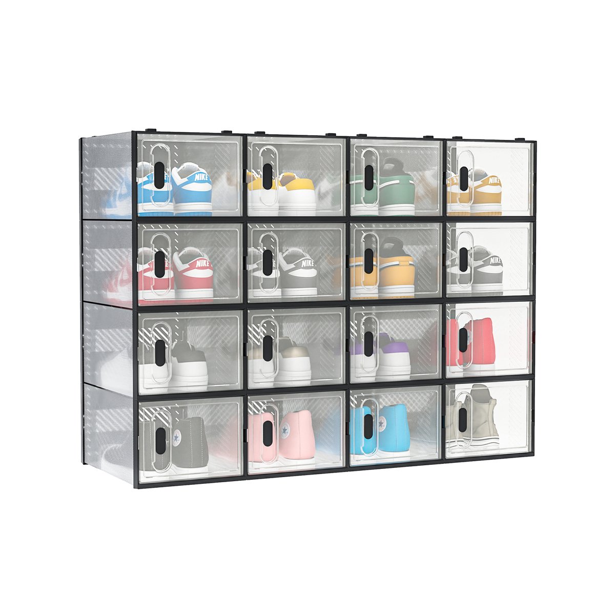 Advwin 16 PCS Large Display Shoe Box Stackable Sneaker Organizer Box ...