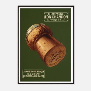 Galrie Léon Chandon Vintage Champagne Poster - Elegant French Art Print for Home Decor, Black Frame, A0 84 x 119cm (33 x 47inch)