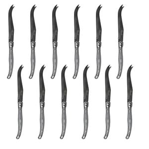 12pc Laguiole Etiquette Stainless Steel Cheese Knife Set 23.5cm Marble Grey