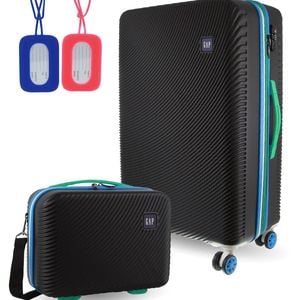 Gap Medium Hard-shell Luggage & Mini Beauty Travel Case Set W/ Tag Black
