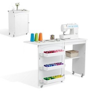 Artiss 118CM Folding Sewing Craft Table Sewing Machine Desk Rolling Craft Station