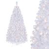 Costway 180cm Artificial Christmas Tree White Xmas Tree w/230 LED Lights 8 Lighting Effects-White