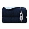 Dreamaker Eve Reversible Sherpa & Coral Fleece Electric Heated Throw Blanket Midnight Blue & Sky 180x200cm | Overheat Protection