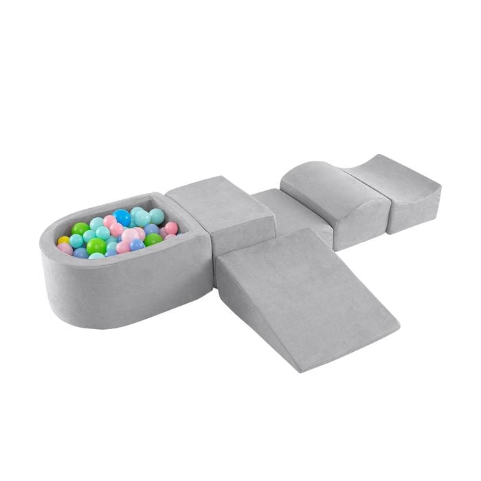 Costway 5pcs Kids Climbing Block Set Convertible Foam Couch Sofa - Grey